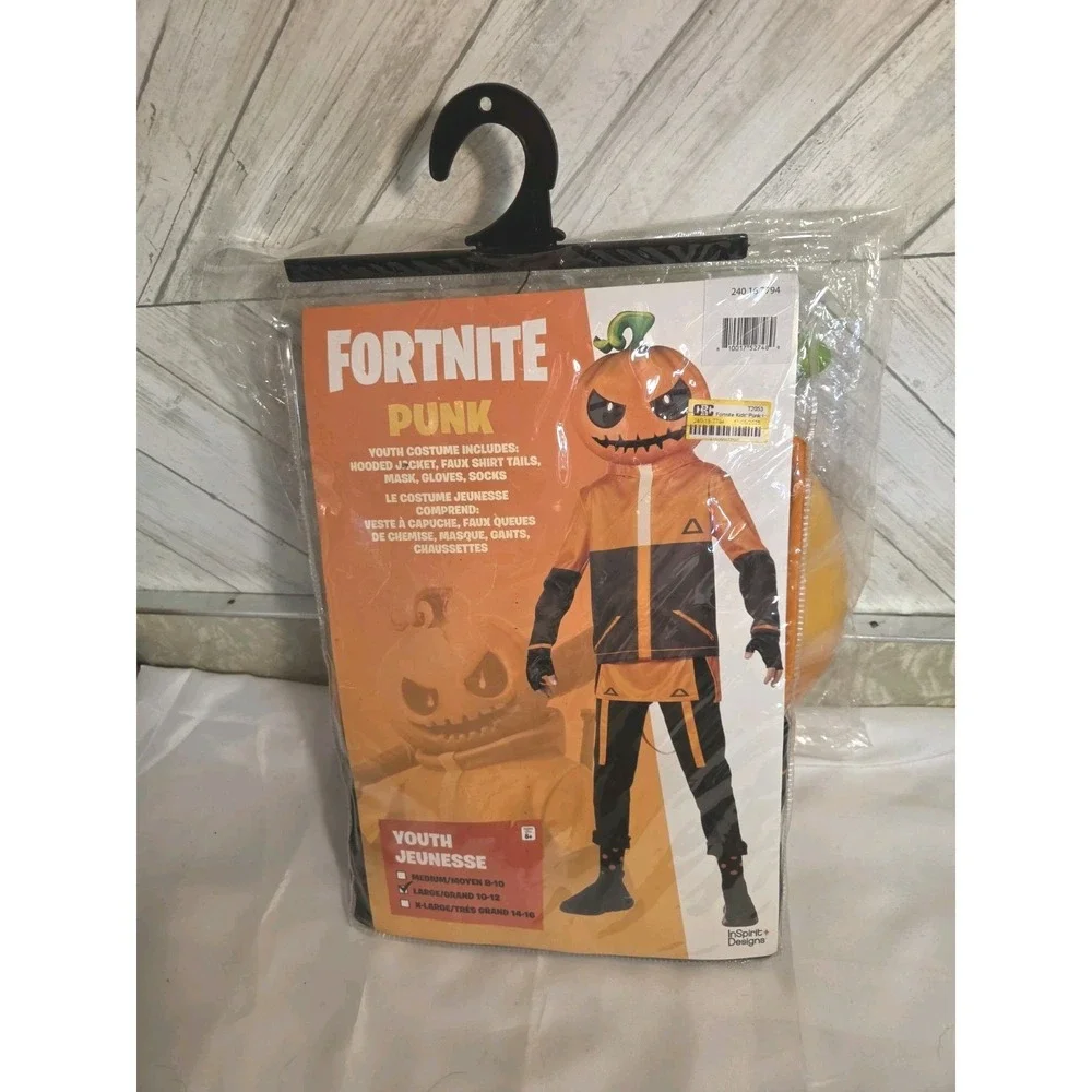 Halloween Youth Boys Fortnite Punk Costume Size Large 10-12 New In Package
